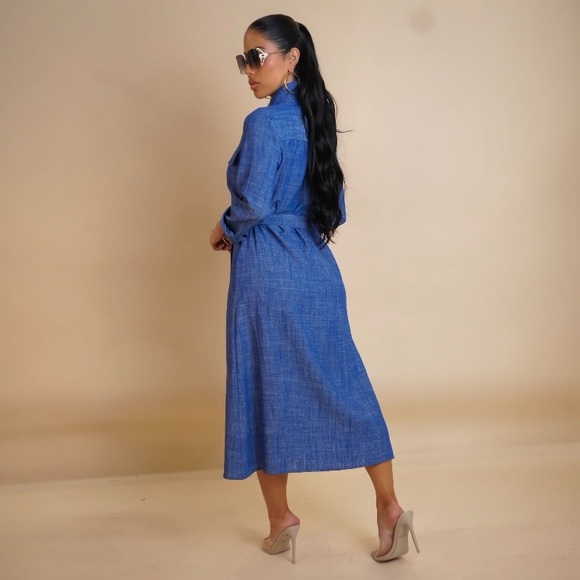 Blue Denim Shirt Dress - Picture 4 of 4